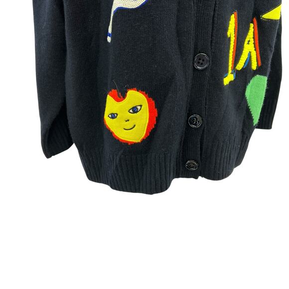 Maison Common Cardigan Sweater Fruit Print Navy Blue Merino Cashmere Size Medium - Picture 5 of 14